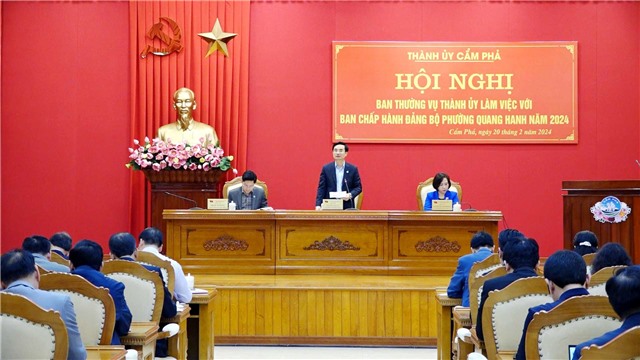 Ban thường vụ Thành ủy làm việc với BCH Đảng bộ phường Quang Hanh năm 2024